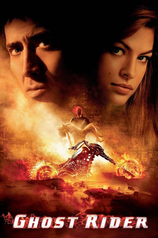 In order to save his dying father, young stunt cyclist Johnny Blaze sells his soul to Mephistopheles and sadly parts from the pure-hearted Roxanne Simpson, the love of his life. Years later, Johnny's path crosses again with Roxanne, now a go-getting reporter, and also with Mephistopheles, who offers to release Johnny's soul if Johnny becomes the fabled, fiery 'Ghost Rider'.