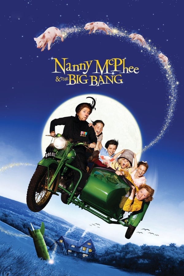 Nanny McPhee appears at the door of a harried young mother, Mrs. Isabel Green, who is trying to run the family farm while her husband is away at war. But once she’s arrived, Nanny McPhee discovers that the children are fighting a war of their own against two spoiled city cousins who have just moved in. Relying on everything from a flying motorcycle and a statue that comes to life to a tree-climbing piglet and a baby elephant, Nanny uses her magic to teach her mischievous charges five new lessons.