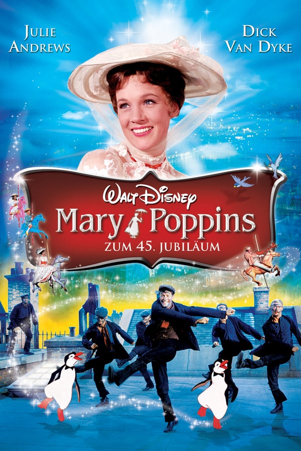 London, 1910: Das Leben der Banks-Kinder Jane und Michael nimmt eine Wende, als ihr neues Kindermädchen Mary Poppins mit einem Regenschirm buchstäblich vom Himmel herabschwebt. Dank ihrer wundersamen Kräfte schmeckt plötzlich die Medizin, machen sonst lästige Spaziergänge Spaß, tanzen Kaminkehrer auf dem Dach und haben die Eltern - im Gegensatz zu früher - immer gute Laune. Als der Westwind kommt, verabschiedet sich Mary Poppins jedoch wieder, worüber nicht nur die Familie, sondern die ganze Straße traurig ist.