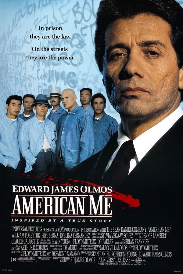 Edward J. Olmos made his directorial bow with the powerhouse crime saga American Me. Olmos stars as street-gang leader Santana, who during his 18 years in Folsom Prison rules over all the drug-and-murder activities behind bars. Upon his release, Santana goes back to his old neighborhood, intending to lead a peaceful, crime-free life. But his old gang buddies force him back into his old habits. The