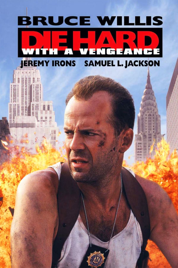 New York detective John McClane is back and kicking bad-guy butt in the third installment of this action-packed series, which finds him teaming with civilian Zeus Carver to prevent the loss of innocent lives. McClane thought he'd seen it all, until a genius named Simon engages McClane, his new 