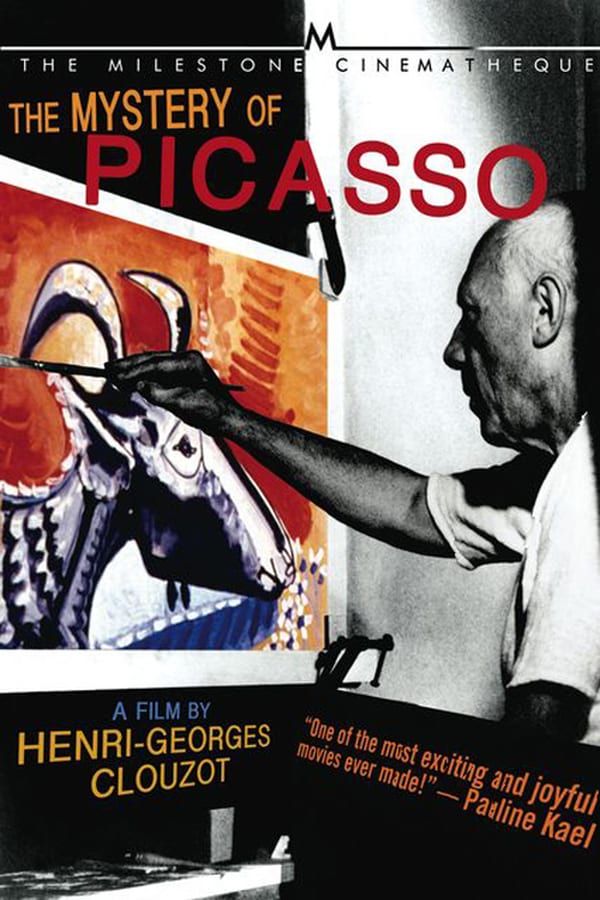 Using a specially designed transparent 'canvas' to provide an unobstructed view, Picasso creates as the camera rolls. He begins with simple works that take shape after only a single brush stroke. He then progresses to more complex paintings, in which he repeatedly adds and removes elements, transforming the entire scene at will, until at last the work is complete.