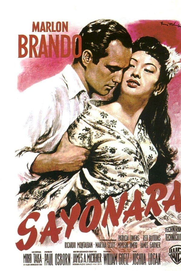Air Force Major Lloyd Gruver (Marlon Brando) is reassigned to a Japanese air base, and is confronted with US racial prejudice against the Japanese people. The issue is compounded because a number of the soldiers become romantically involved with Japanese women, in defiance of US military policy. Ordinarily an officer who is by-the-book, Gruver must take a position when a buddy of his, an enlisted man Joe Kelly (Red Buttons) falls in love with a Japanese woman Katsumi (Miyoshi Umeki) and marries her. Gruver risks his position by serving as best man at the wedding ceremony.