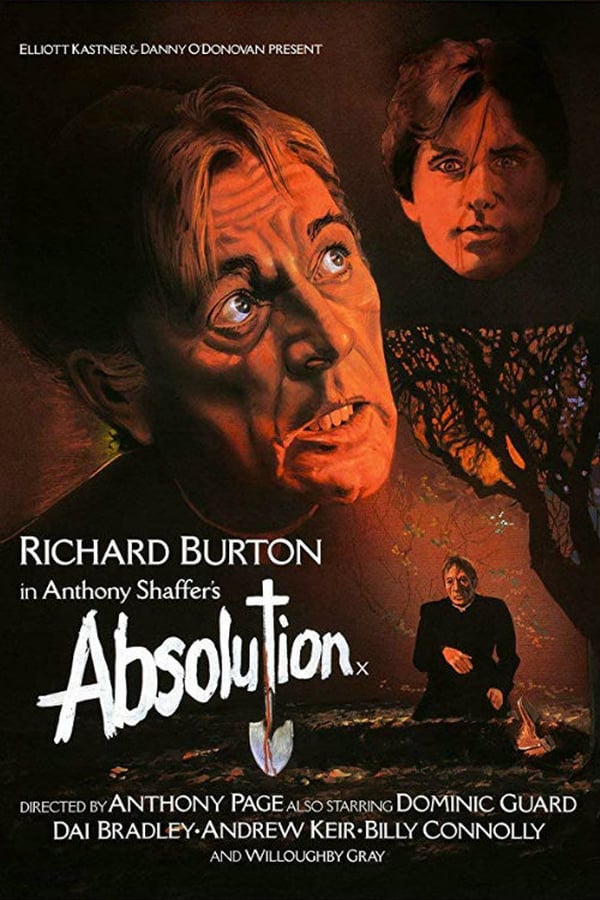 At a Catholic boys' school, domineering disciplinarian Father Goddard rules over his pupils with an iron hand. When one of his teenage charges confesses to murder, the dogmatic but deeply repressed Goddard finds his faith challenged and his life spiralling dangerously out of control.  Also starring Billy Connolly (in his first feature-film role), Dominic Guard ,Kes star Dai Bradley, and the inimitable Brian Glover, and written by the great Anthony Shaffer, Absolution is one of British cinema’s most underrated chillers, not least for a towering central performance by Burton.