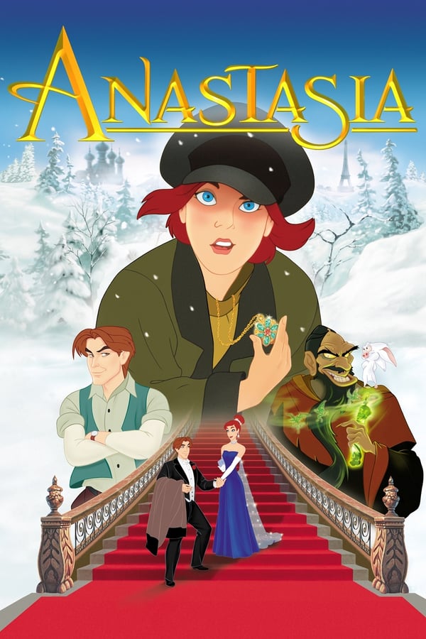 This animated adventure retells the story of the lost daughter of Russia's last czar. The evil Rasputin places a curse on the Romanov family, and Anastasia and her grandmother, Empress Maria, get separated. After growing up in an orphanage, Anastasia encounters two Russian men seeking a reward offered by Empress Maria for the return of her granddaughter. The trio travels to Paris, where they find that the empress has grown skeptical of imposters.
